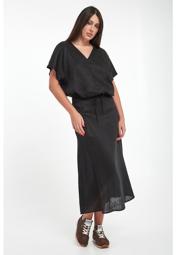 Ecoalf - Spódnica lniana midi Beth ECOALF. Materiał: len