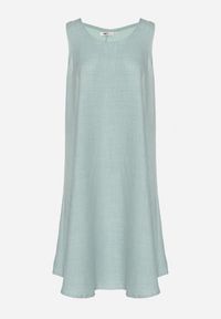 Born2be - Jasnozielona Rozkloszowana Klasyczna Sukienka Lunetira. Okazja: na co dzień, na spacer. Kolor: zielony. Materiał: jeans. Typ sukienki: proste. Styl: klasyczny #7