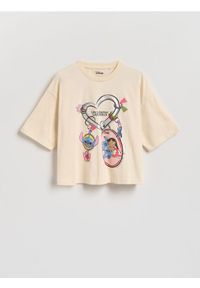 Reserved - T-shirt Lilo i Stitch - kremowy. Kolor: kremowy. Materiał: bawełna #1