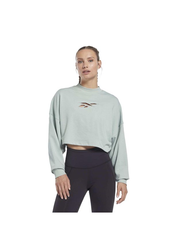 Damska dzianinowa bluza typu crew neck Reebok Studio Vector Knit Crew. Kolor: niebieski. Materiał: dzianina