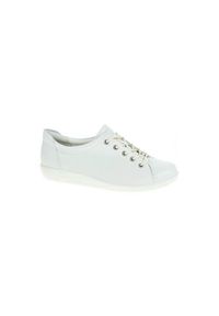 ecco - Buty do chodzenia damskie Ecco Soft 20. Zapięcie: sznurówki. Kolor: biały. Materiał: materiał. Szerokość cholewki: normalna. Sport: turystyka piesza