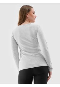 4f - 4F Longsleeve slim gładki damski - szary M. Okazja: na co dzień. Kolor: szary. Materiał: dzianina, bawełna, jersey, materiał, elastan. Długość rękawa: długi rękaw. Długość: długie. Wzór: gładki. Styl: sportowy, casual