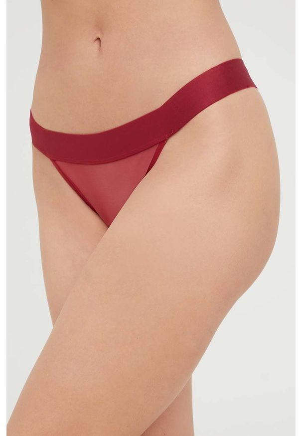 DKNY - Dkny stringi kolor bordowy. Kolor: czerwony. Materiał: bawełna