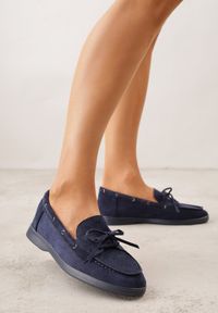 Renee - Niebieskie Mokasyny ze Sznurkiem i Kokardą Samiphia. Okazja: na co dzień. Kolor: niebieski. Materiał: jeans. Styl: casual, elegancki #8