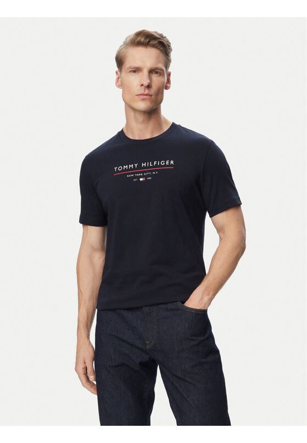 TOMMY HILFIGER - Tommy Hilfiger T-Shirt Brand Love MW0MW44359 Granatowy Regular Fit. Kolor: niebieski. Materiał: bawełna