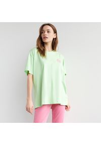Sinsay - Koszulka z haftem Chupa Chups - Zielony. Kolor: zielony. Wzór: haft #1