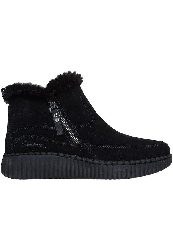skechers - Buty Skechers Wilshire Blvd - Fresh Zip, Kobiety. Kolor: czarny. Materiał: materiał, zamsz. Sport: fitness