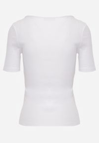 Renee - Biały Bawełniany T-shirt Prążkowany z Guzikami Florvivi. Okazja: na co dzień. Kolor: biały. Materiał: bawełna, prążkowany. Styl: sportowy, casual #3