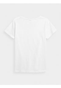 4f - T-shirt oversize gładki damski. Kolor: biały. Materiał: bawełna, dzianina. Wzór: gładki #2