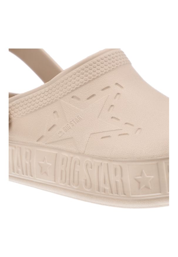 Big-Star - Beżowe Klapki Big Star Stylowe Obuwie Damskie. Okazja: na co dzień, na plażę. Kolor: beżowy. Wzór: nadruk. Sezon: lato. Styl: elegancki