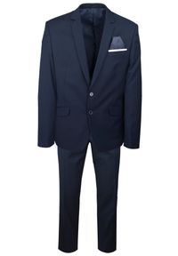 Męski, Taliowany Garnitur (Wesele, Studniówka) - Casino - Ciemny Granat. Materiał: poliester, wiskoza #1