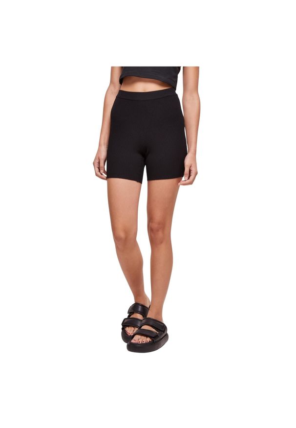 Damskie Szorty z dzianiny Urban Classics Rib. Kolor: czarny. Materiał: dzianina. Długość: krótkie