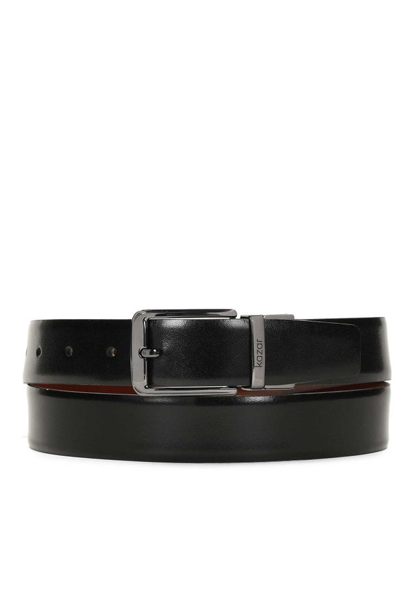 Kazar - Brązowo-czarny pasek dwustronny. Kolor: brązowy. Materiał: skóra. Styl: elegancki, klasyczny