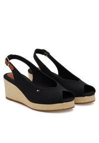 TOMMY HILFIGER - Tommy Hilfiger Espadryle Flag Mid Wedge Espad Slingback FW0FW08595 Czarny. Kolor: czarny. Materiał: materiał