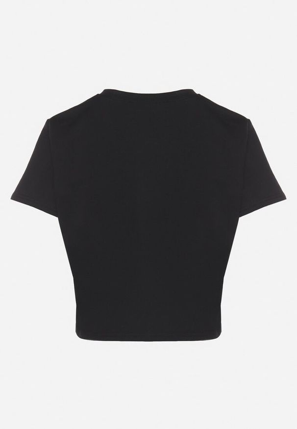 Born2be - Czarny T-shirt z Bawełny o Krótkim Kroju Galarina. Okazja: na co dzień. Kolor: czarny. Materiał: bawełna. Długość: krótkie. Styl: klasyczny, casual, elegancki