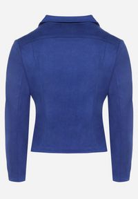 Born2be - Granatowa Kurtka Ramoneska z Imitacji Zamszu z Asymetrycznym Suwakiem Maisen. Kolekcja: plus size. Kolor: niebieski. Materiał: zamsz #7