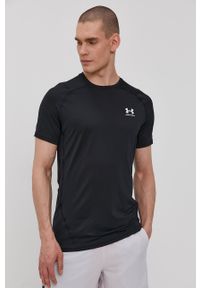 Under Armour t-shirt treningowy kolor czarny 1361683-001. Kolor: czarny. Materiał: skóra, materiał. Wzór: gładki