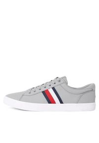 TOMMY HILFIGER - Tommy Hilfiger Tenisówki Iconic Vulc Stripes Mesh FM0FM05072 Szary. Kolor: szary. Materiał: mesh