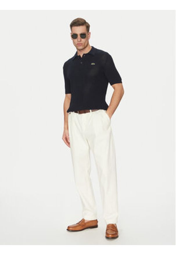 Lacoste Sweter AH9724 Granatowy Regular Fit. Kolor: niebieski. Materiał: bawełna, syntetyk
