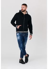 Guess - GUESS Czarna bluza męska z kapturem na zamek, Rozmiar S. Typ kołnierza: kaptur. Kolor: czarny. Wzór: aplikacja #5