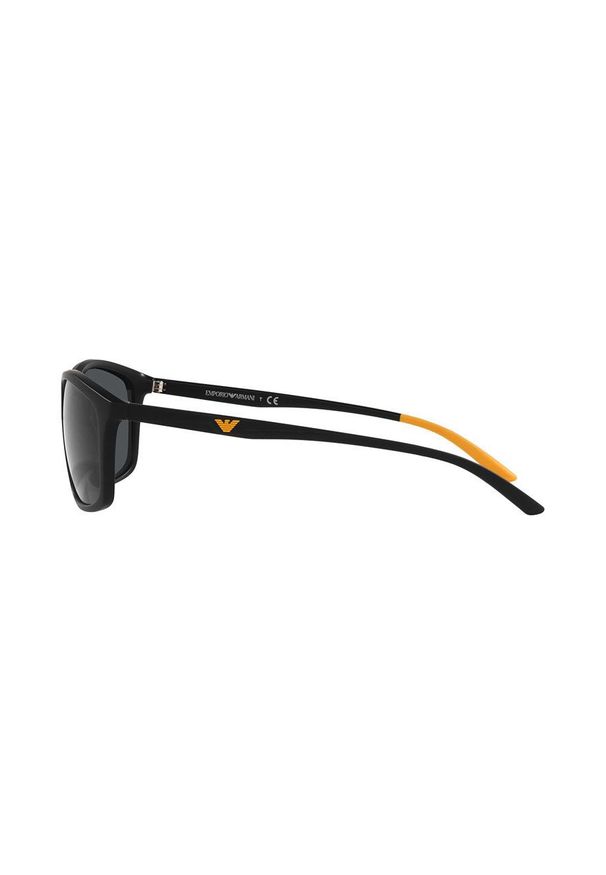 Emporio Armani okulary przeciwsłoneczne męskie kolor czarny. Kształt: prostokątne. Kolor: czarny