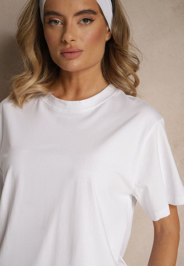 Renee - Biały Basicowy T-shirt z Bawełny Kollea. Okazja: na co dzień. Kolor: biały. Materiał: bawełna. Styl: klasyczny, casual