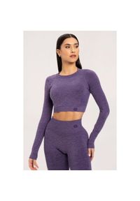 GYM GLAMOUR - Koszulka fitness damska Gym Glamour z długim rękawem seamless. Kolor: fioletowy. Długość rękawa: długi rękaw. Długość: długie. Styl: glamour