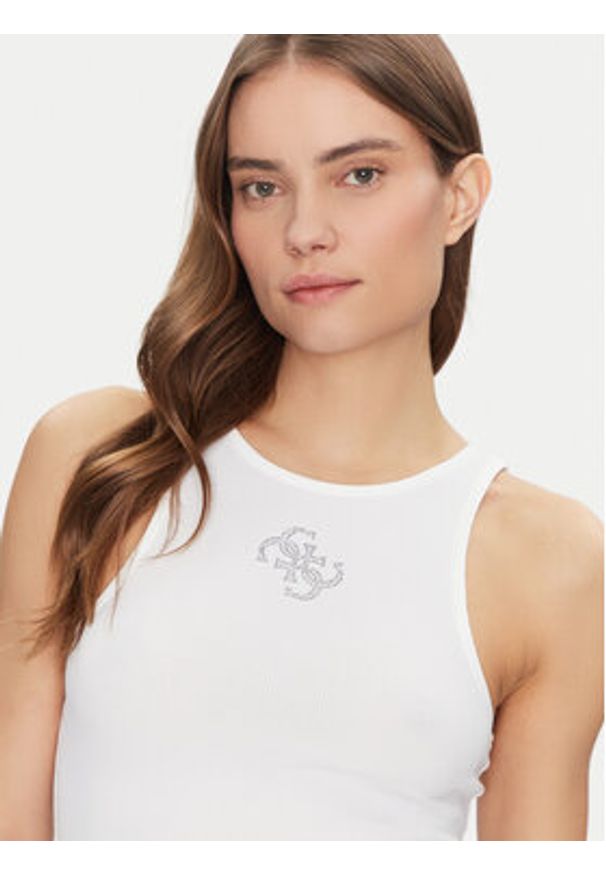 Guess Top W5GP57 KCV52 Biały Regular Fit. Kolor: biały. Materiał: syntetyk