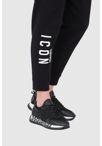 DSQUARED2 Czarne długie spodnie dresowe męskie z białym logo icon, Rozmiar XL. Kolor: czarny. Materiał: dresówka, bawełna #5