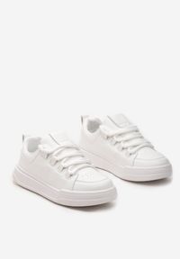 Born2be - Białe Sneakersy z Ozdobnym Sznurowaniem i Przeszyciami Scedina. Zapięcie: sznurówki. Kolor: biały #4