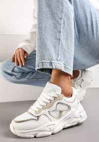 Renee - Białe Sneakersy przed Kostkę na Grubej Podeszwie Lefia. Wysokość cholewki: przed kostkę. Kolor: biały #1