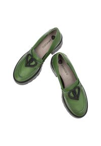 Zielone Półbuty Armodo Eleganckie Buty Damskie. Okazja: na spotkanie biznesowe. Kolor: zielony. Materiał: skóra. Obcas: na obcasie. Styl: elegancki. Wysokość obcasa: średni #4