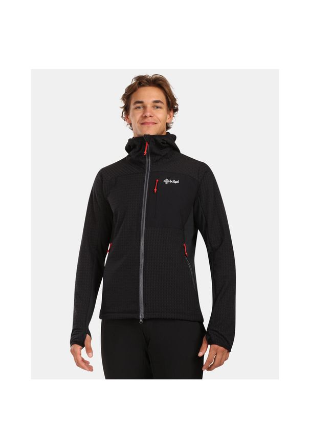 Męska polarowa bluza z kapturem Kilpi FRENI-M. Typ kołnierza: kaptur. Kolor: czarny. Materiał: polar. Sport: turystyka piesza
