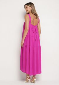 Born2be - Fioletowa Sukienka o Rozkloszowanym Kroju z Wiązaniem z Tyłu Savinelle. Okazja: na imprezę, na co dzień. Kolor: fioletowy. Styl: elegancki, casual #2