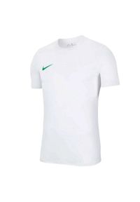 Nike - Męska Koszulka Z Krótkim Rękawem Dry Park VII. Kolor: zielony, biały, wielokolorowy. Długość rękawa: krótki rękaw. Długość: krótkie. Sport: turystyka piesza