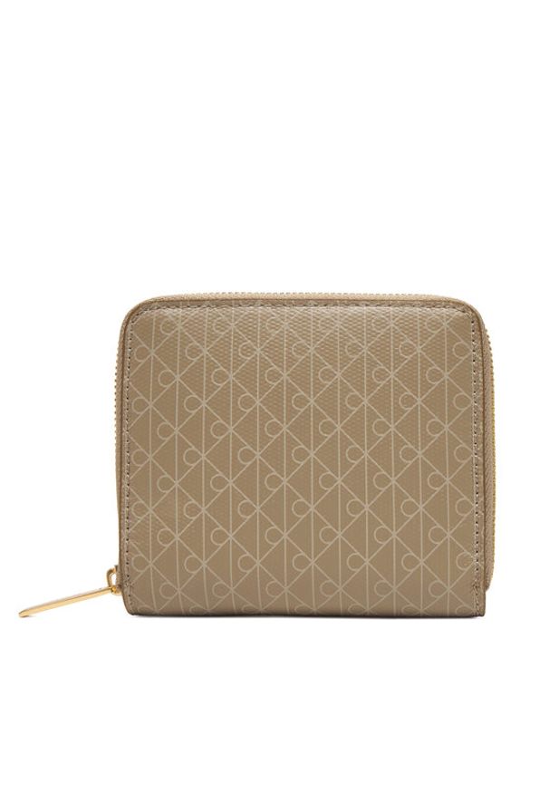 Calvin Klein Portfel Emblem Aop Square Zip Around LV04F1089G Beżowy. Kolor: beżowy. Materiał: materiał