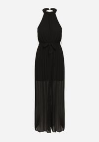 Born2be - Czarny Taliowany Kombinezon z Dekoltem Typu Halter z Gumką w Pasie i Materiałowym Paskiem Xolefia. Okazja: na imprezę, na co dzień. Kolor: czarny. Materiał: materiał. Styl: casual, elegancki #5