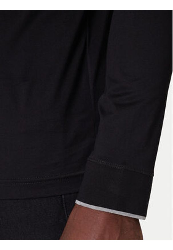 Karl Lagerfeld - KARL LAGERFELD Longsleeve 755001 554200 Czarny Regular Fit. Typ kołnierza: dekolt w karo. Kolor: czarny. Materiał: bawełna. Długość rękawa: długi rękaw