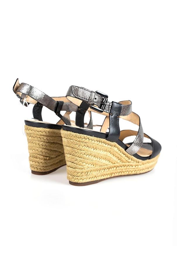 Geox Espadryle "Soleil B" | D72N7B OBVQD | Soleil B | Kobieta | Czarny. Nosek buta: okrągły. Zapięcie: klamry. Kolor: czarny. Materiał: skóra. Obcas: na platformie