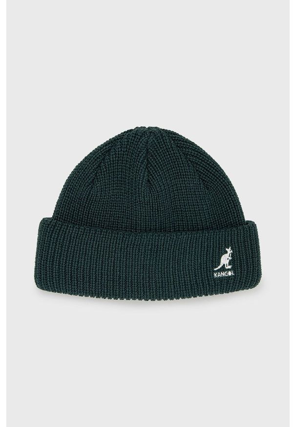Kangol czapka kolor zielony z grubej dzianiny. Kolor: zielony. Materiał: dzianina