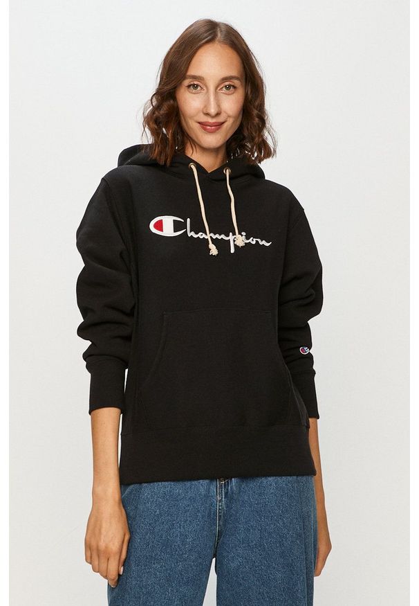 Champion - Bluza. Okazja: na co dzień. Kolor: czarny. Materiał: dzianina. Długość rękawa: długi rękaw. Długość: długie. Styl: casual