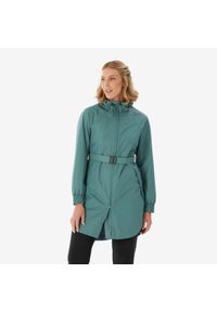 quechua - Kurtka turystyczna damska długa Quechua Raincut wodoodporna. Kolor: zielony. Długość: długie. Sport: turystyka piesza, wspinaczka #1