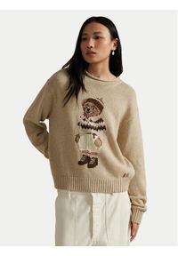 Polo Ralph Lauren Sweter 211978315001 Beżowy Relaxed Fit. Typ kołnierza: polo. Kolor: beżowy. Materiał: bawełna #1