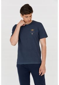 Aeronautica Militare - AERONAUTICA MILITARE Granatowy t-shirt męski. Kolor: niebieski. Wzór: haft #5