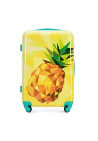 Wittchen - Średnia walizka z ABS-u z nadrukiem żółta. Kolor: żółty. Materiał: guma. Wzór: nadruk. Styl: wakacyjny