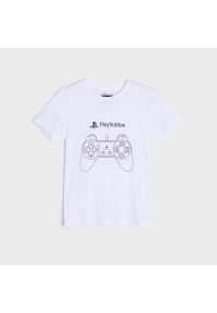 Sinsay - Koszulka Playstation - Biały. Kolor: biały