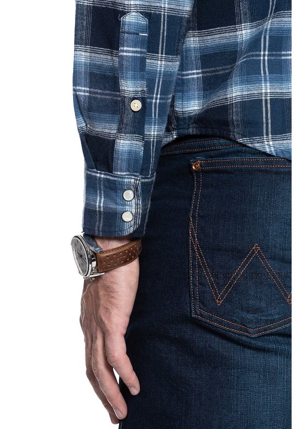 Lee - KOSZULA LEE RIDER SHIRT NAVY L851DN35. Materiał: materiał. Styl: klasyczny
