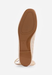 Born2be - Beżowe Balerinki Vices z Plecionki z Wiązaniem Wokół Kostki Ertelia. Okazja: na co dzień. Kolor: beżowy. Wzór: aplikacja. Styl: elegancki, klasyczny, casual #7