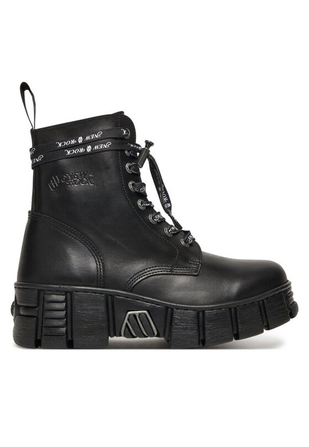 NEW ROCK Trzewiki M-WALL084NP-C8 Czarny. Kolor: czarny. Materiał: skóra. Styl: rockowy