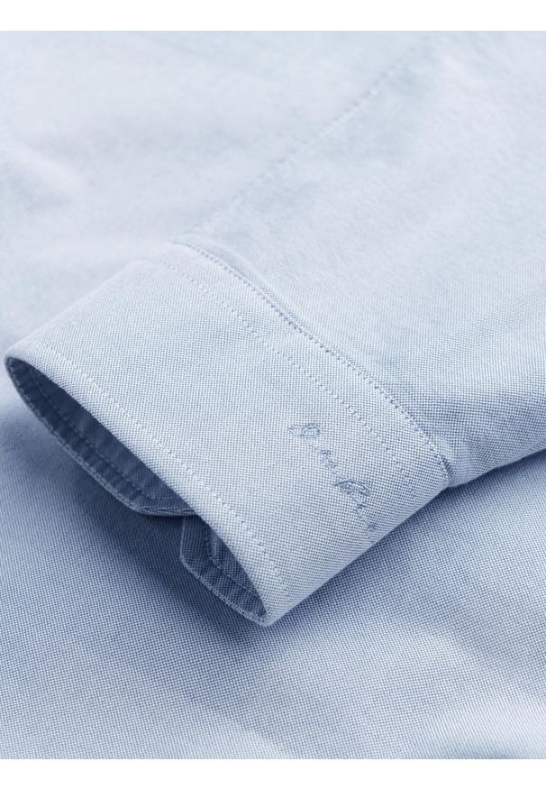 Ombre Clothing - Elegancka męska koszula oxford z haftem – błękitna V1 OM-SHOS-0172 - XXL. Okazja: na spotkanie biznesowe, do pracy. Typ kołnierza: kołnierzyk klasyczny. Kolor: niebieski. Materiał: bawełna, tkanina. Wzór: haft. Styl: elegancki